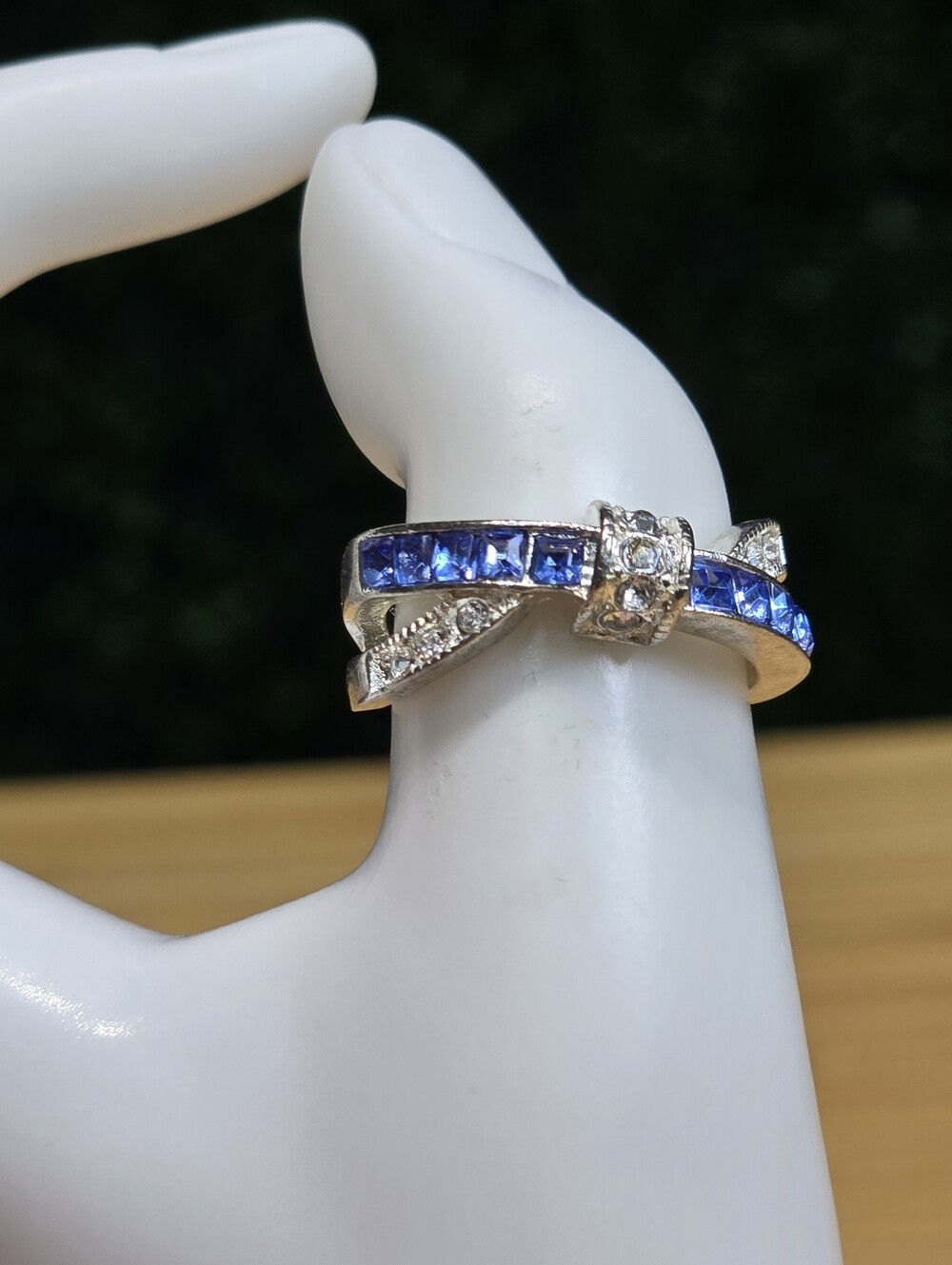 Blue Sapphire-Style Accent Bow Ring - Women Jewelry